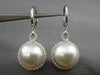 ESTATE LARGE .90CT DIAMOND & AAA SOUTH SEA PEARL 18K WHITE GOLD HANGING EARRINGS