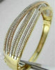 ANTIQUE WIDE DIAMOND 18K TRICOLOR GOLD MULTI ROW BANGLE