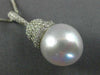 ESTATE LARGE .60CT DIAMOND & AAA SOUTH SEA PEARL 14K WHITE GOLD FLOATING PENDANT