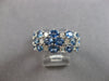 LARGE 4.39CT DIAMOND & AAA SAPPHIRE 14KT WHITE GOLD OVAL & ROUND 3 ROW FUN RING