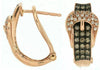 ESTATE .61CT WHITE & CHOCOLATE FANCY DIAMOND 14K ROSE GOLD CLASSIC BELT EARRINGS