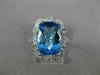 LARGE 4.56CT DIAMOND & AAA BLUE TOPAZ 14K WHITE GOLD HALO FILIGREE MILGRAIN RING