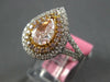 LARGE GIA 1.64CT WHITE & PINK DIAMOND 18KT 2 TONE GOLD FILIGREE ENGAGEMENT RING