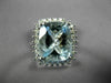 ESTATE 4.05CT DIAMOND & AAA AQUAMARINE 14KT WHITE GOLD 3D SQUARE ENGAGEMENT RING