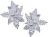 LARGE 8.7CT DIAMOND PLATINUM PEAR SHAPE & MARQUISE CLUSTER FLOWER STUD EARRINGS
