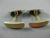 ANTIQUE LARGE 14KT YELLOW GOLD OVAL BLACK & PINK ENAMEL CUFF LINKS #21207