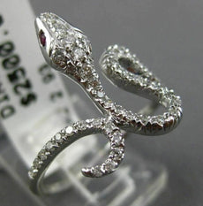 ESTATE LARGE .41CT DIAMOND & AAA RUBY 18KT WHITE GOLD 3D SNAKE SWIRL FUN RING