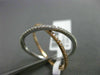 ESTATE WIDE .22CT DIAMOND 18KT WHITE & ROSE GOLD 3D CRISS CROSS X LOVE RING