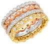 ESTATE WIDE 1.58CT DIAMOND 18K TRI COLOR GOLD MULTI BAND FILIGREE STACKABLE RING