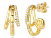 ESTATE .12CT DIAMOND 14KT YELLOW GOLD 3D 3 ROW UMBRELLA FUN HANGING EARRINGS