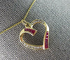 ESTATE .50CT DIAMOND & AAA RUBY 14KT YELLOW GOLD 3D OPEN HEART FLOATING PENDANT