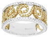 .92CT WHITE & FANCY YELLOW DIAMOND 14KT 2 TONE GOLD MULTI SWIRL ANNIVERSARY RING
