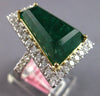 EXTRA LARGE 9.59CT DIAMOND & AAA EMERALD 18K 2 TONE GOLD 3D HALO ENGAGEMENT RING