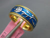 .08CT DIAMOND & BLUE ENAMEL 18K YELLOW GOLD MULTI LEAF ETERNITY ANNIVERSARY RING