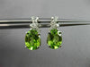 ESTATE 2.18CT DIAMOND & AAA PERIDOT 14KT WHITE GOLD 3D BOW OVAL HANGING EARRINGS