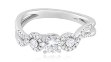 .81CT DIAMOND 14KT WHITE GOLD 3D 3 STONE 4 PRONG DOUBLE INFINITY ENGAGEMENT RING