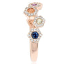 ESTATE .66CT DIAMOND & AAA MULTI SAPPHIRE 14KT ROSE GOLD 3D ROUND HEXAGON RING