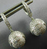 ESTATE 1.52CT DIAMOND 18KT WHITE GOLD 3D SOCCER BALL HANGING FUN EARRINGS