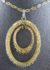 ESTATE LARGE .08CT DIAMOND 14KT YELLOW GOLD 3D DOUBLE OVAL SPIKY FUN PENDANT