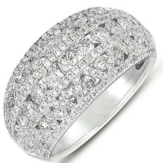 ESTATE LARGE 1.98CT DIAMOND 14KT WHITE GOLD CLASSIC MULTI ROW ANNIVERSARY RING