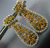 LARGE 10.30CT WHITE & FANCY YELLOW DIAMOND 18KT GOLD TEAR DROP HANGING EARRINGS