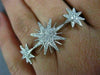 ESTATE EXTRA LARGE .45CT DIAMOND 18K WHITE GOLD 3D DOUBLE FINGER SNOWFLAKE RING