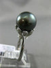 ESTATE LARGE .38CT DIAMOND 18KT WHITE GOLD TAHITIAN PEARL FLOWER SOLITARE RING