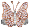 ESTATE 1.03CT WHITE & PINK DIAMOND 18KT WHITE & ROSE GOLD 3D BUTTERFLY LOVE RING