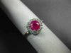 ESTATE 1.10CT DIAMOND & AAA RUBY 14KT WHITE GOLD FLOWER CLASSIC ENGAGEMENT RING