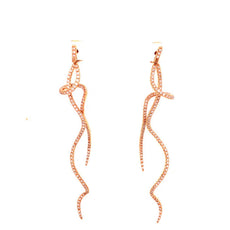 ESTATE LARGE 1.4CT DIAMOND 18KT ROSE GOLD 3D SNAKE FUN HANGING EARRINGS