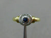 ESTATE .20CT DIAMOND & AAA SAPPHIRE 14KT TWO TONE GOLD 3D HALO BEZEL RING #26337