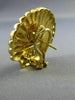 ANTIQUE LARGE 1.0CT ROUND DIAMOND 18KT GOLD CLASSIC SHELL EARRINGS E VVS #2241