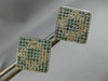 ESTATE 1.0CT WHITE & BLUE DIAMOND 14K WHITE GOLD GEOMETRIC SQUARE EARRINGS 19576