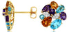 3.9CT DIAMOND & AAA MULTI GEM 14KT YELLOW GOLD MULTI SHAPE CLUSTER STUD EARRINGS