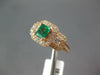 WIDE 1.39CT DIAMOND & AAA EMERALD 14K ROSE GOLD PRINCESS & ROUND ENGAGEMENT RING