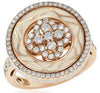 ESTATE .90CT DIAMOND & AAA ENAMEL 18KT ROSE GOLD 3D FLOWER CIRCULAR FUN RING
