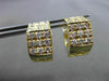 ESTATE 14KT YELLOW GOLD 3D 3 ROW CUBIC ZIRCONIA HEXAGON HUGGIE EARRINGS #24349