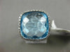 ESTATE LARGE 5.42CT DIAMOND & AAA BLUE TOPAZ 14K WHITE GOLD SQUARE FILIGREE RING