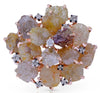 ESTATE EXTRA LARGE 12.29CT DIAMOND 18K ROSE GOLD 3D MULTI COLOR CLUSTER FUN RING