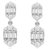 .39CT DIAMOND 14KT WHITE GOLD ROUND & BAGUETTE CLUSTER HEXAGON HANGING EARRINGS