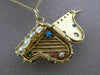 ANTIQUE LARGE .52CT MULTI GEM 14K YELLOW GOLD HANDCRAFTED PIANO PENDANT #26439