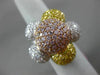 ESTATE EXTRA LARGE 7.21CT MULTI COLOR DIAMOND 18K TRI COLOR GOLD FLOWER FUN RING