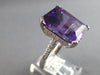 ESTATE EXTRA LARGE 10.43CT DIAMOND & AAA AMETHYST 14K WHITE GOLD ENGAGEMENT RING