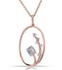 ESTATE 0.6CT DIAMOND 14KT ROSE GOLD 3D CLASSIC OVAL MULTI LEAF FUN PENDANT