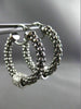 ESTATE LARGE .70CT DIAMOND 14KT TWO TONE GOLD 3D MESH MOVABLE BALL HOOP EARRINGS