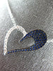 ESTATE .81CT DIAMOND & AAA SAPPHIRE 18KT WHITE GOLD OPEN HEART MULTI ROW PENDANT