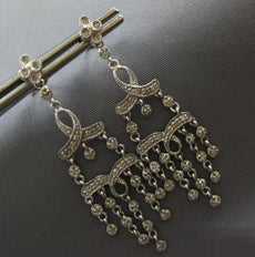.52CT DIAMOND 14KT WHITE GOLD 3D FILIGREE MILGRAIN CHANDELIER HANGING EARRINGS