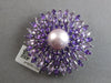 EXTRA LARGE AAA AMETHYST & PINK SOUTH SEA PEARL 18K WHITE GOLD 3D BROOCH PENDANT