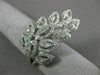 ESTATE LARGE 1.39CT DIAMOND 14K WHITE GOLD 3D MULTI LEAF HALO DOUBLE FINGER RING