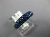 ESTATE 1.09CT AAA SAPPHIRE 18KT WHITE GOLD 3D THREE ROW CLASSIC PAVE FUN RING